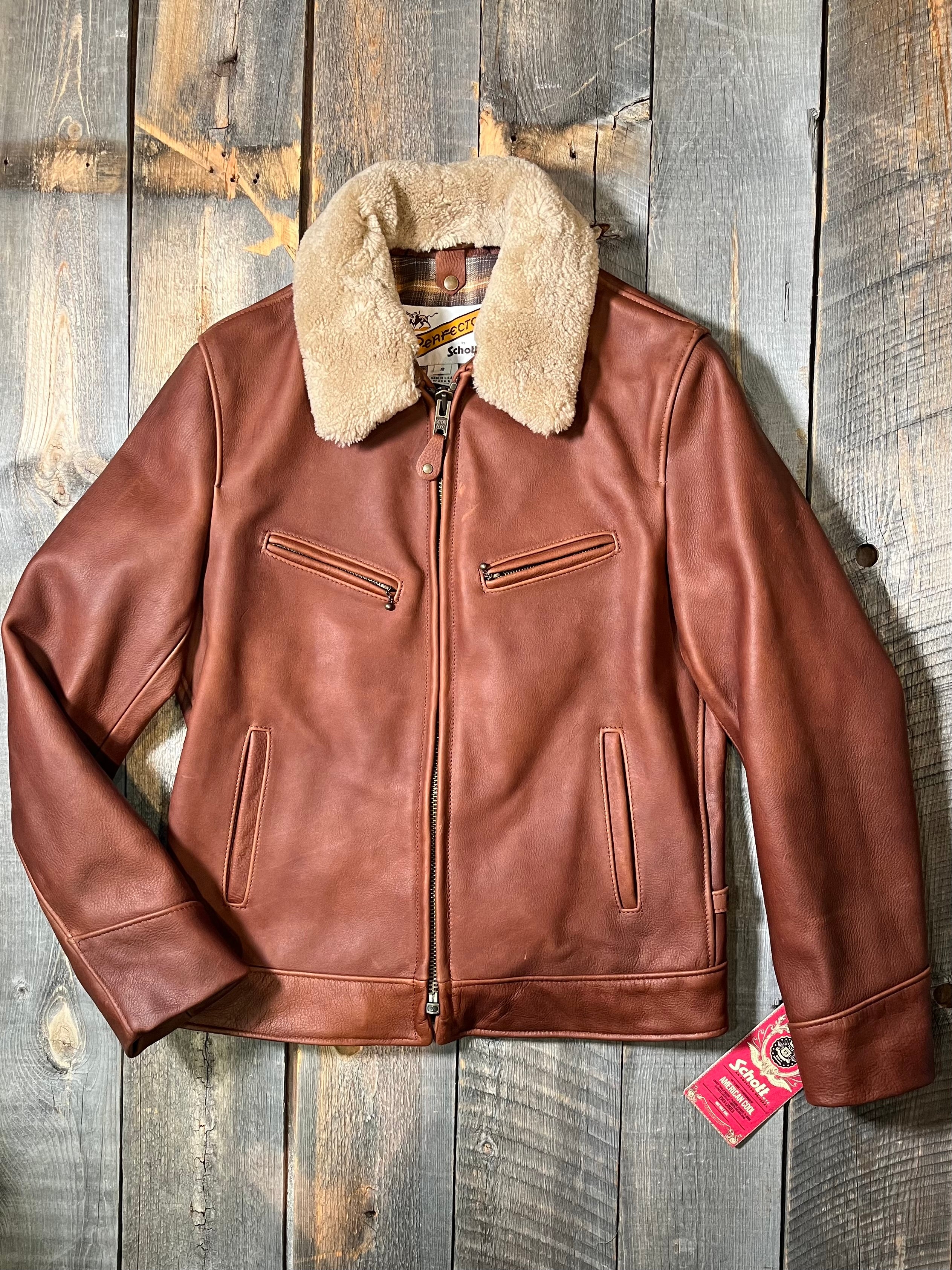 Antique Cowhide Rancher Jacket with Sheepskin Collar